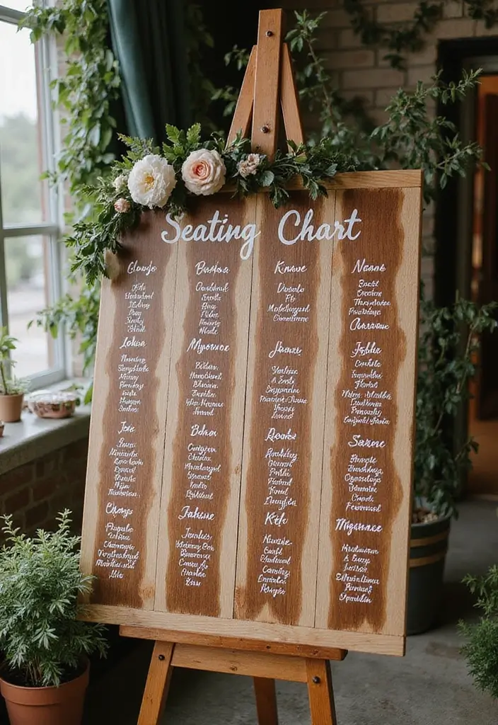 26 Seating Chart Wedding Ideas That Wow Your Guests - 1. Rustic Wooden Board
