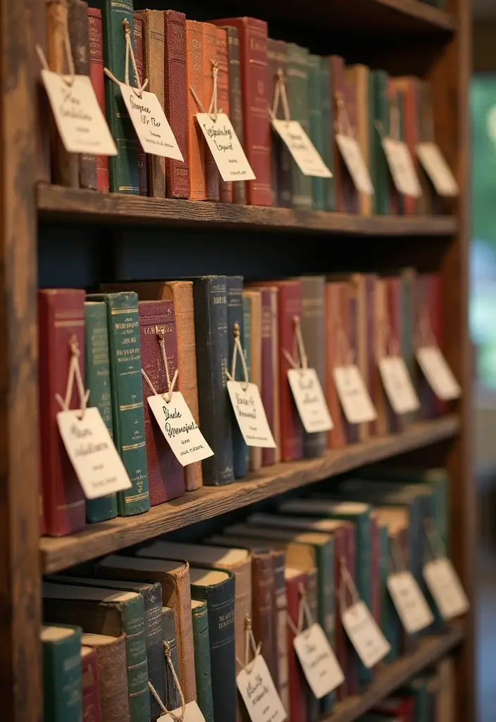 26 Seating Chart Wedding Ideas That Wow Your Guests - 12. Personalized Book Display