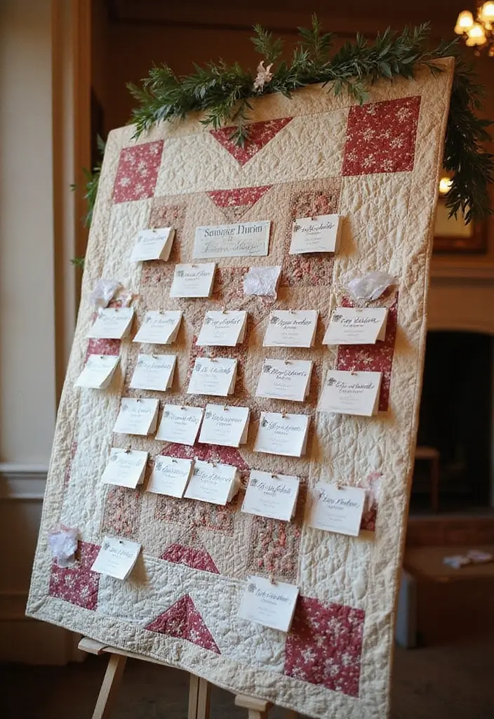 26 Seating Chart Wedding Ideas That Wow Your Guests - 13. Quilt Seating Chart