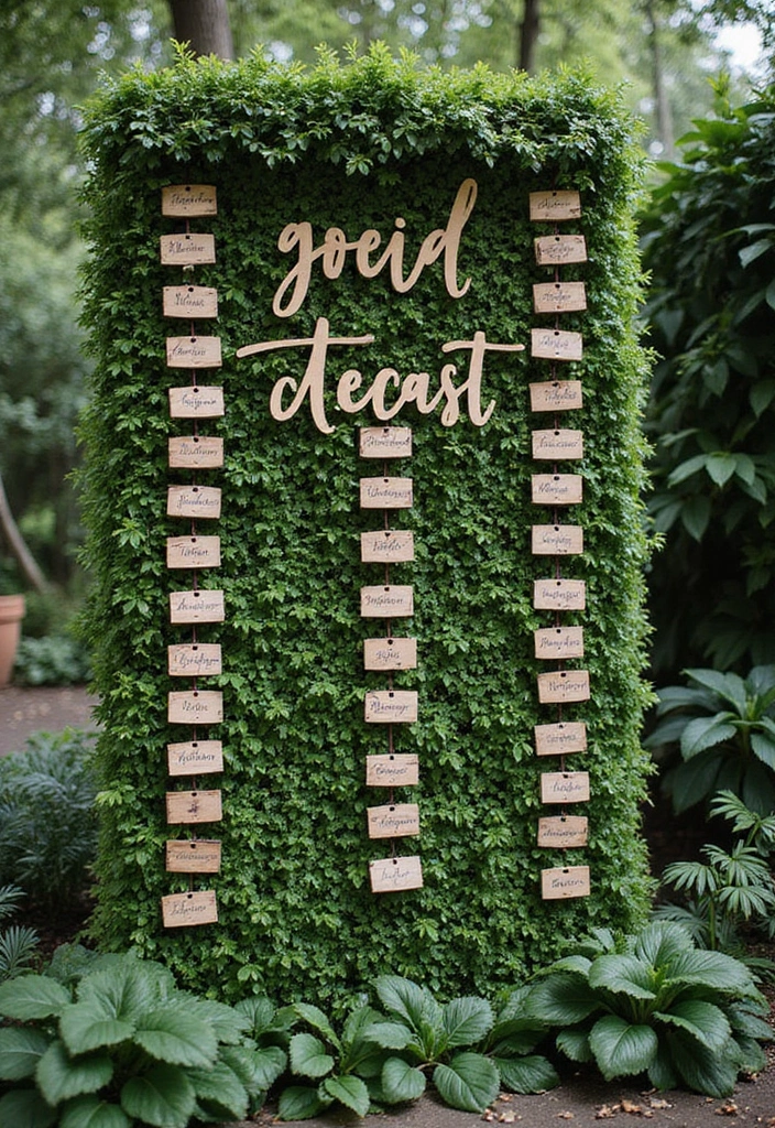 26 Seating Chart Wedding Ideas That Wow Your Guests - 3. Living Plant Wall