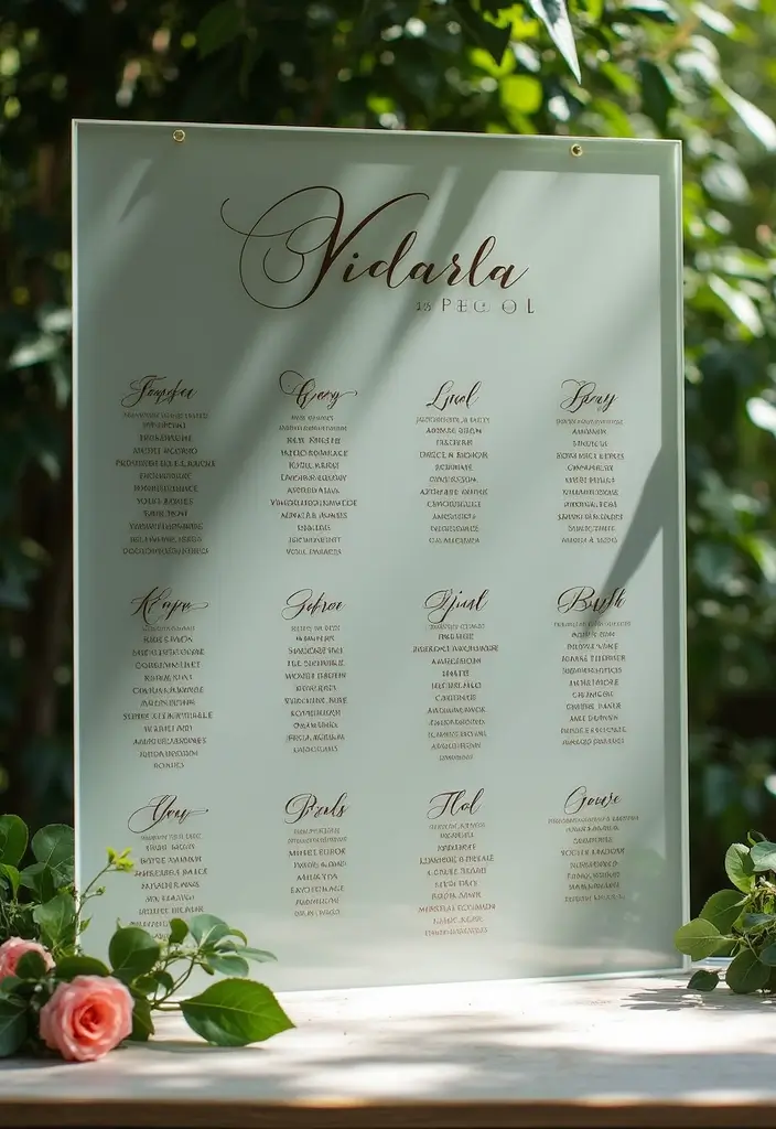 26 Seating Chart Wedding Ideas That Wow Your Guests - 5. Glossy Acrylic Signage