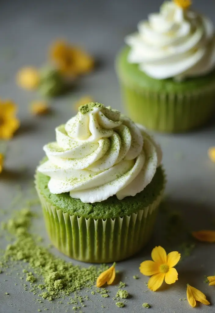 27 Anniversary Cupcake Ideas That Celebrate Sweetly - 5. Matcha Green Tea Bliss