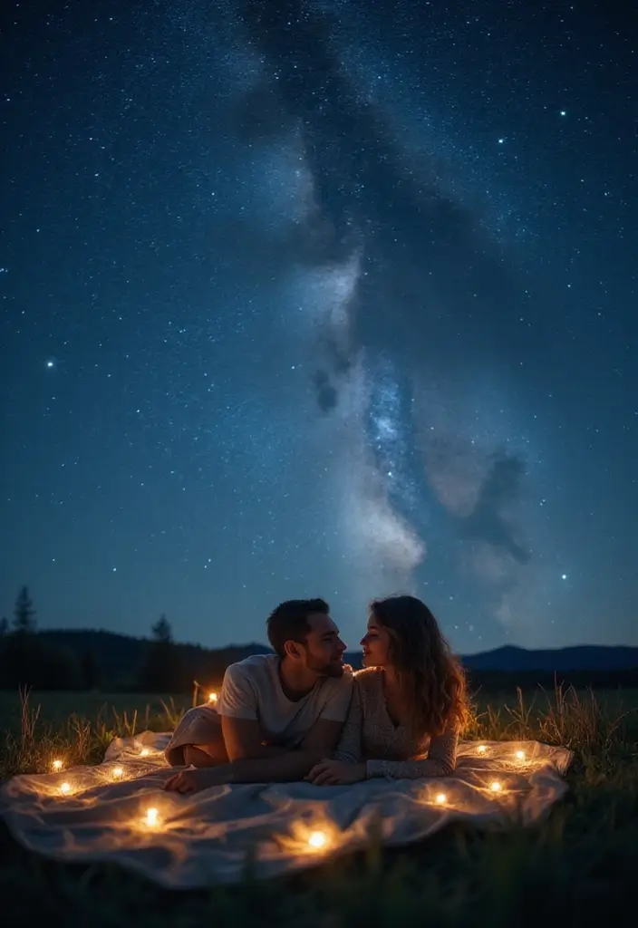 27 Engagement Photos Ideas That Tell Your Love Story - 12. A Night Under the Stars