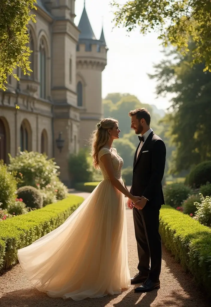 27 Engagement Photos Ideas That Tell Your Love Story - 18. Fairy Tale Castle