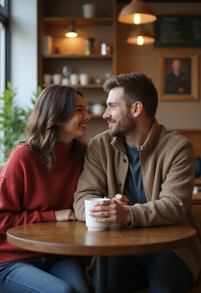 27 Engagement Photos Ideas That Tell Your Love Story - 19. Cozy Coffee Shop
