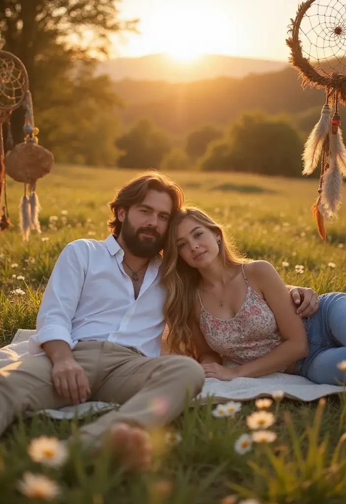 27 Engagement Photos Ideas That Tell Your Love Story - 23. Bohemian Dream