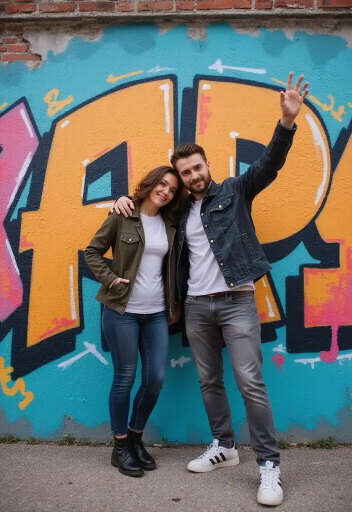 27 Engagement Photos Ideas That Tell Your Love Story - 24. Artsy Graffiti Walls