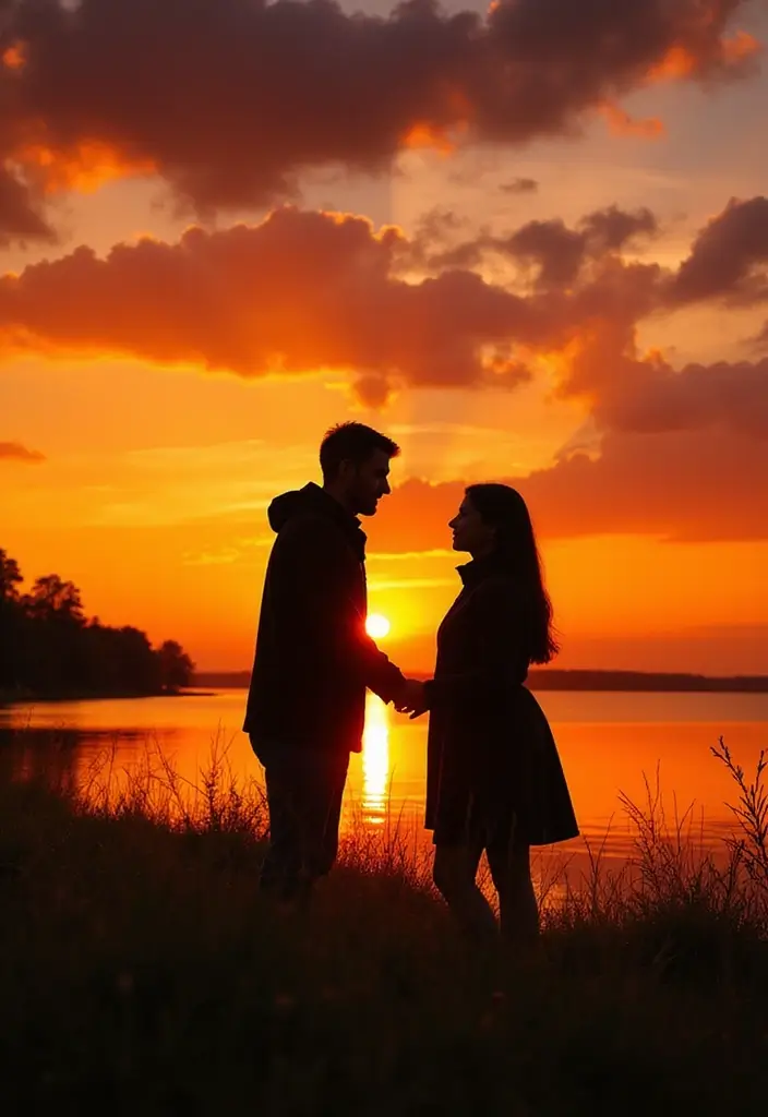 27 Engagement Photos Ideas That Tell Your Love Story - 25. Romantic Sunset Silhouettes