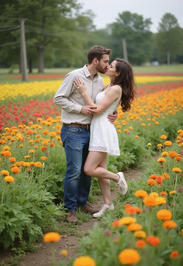 27 Engagement Photos Ideas That Tell Your Love Story - 27. Love in Bloom