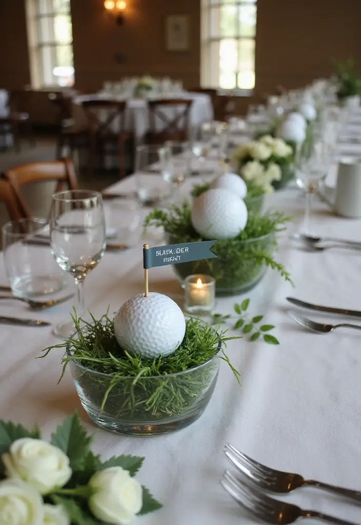 27 Golf Themed Bridal Shower Ideas That Are Unique And Fun - 1. Golf Ball Centerpieces