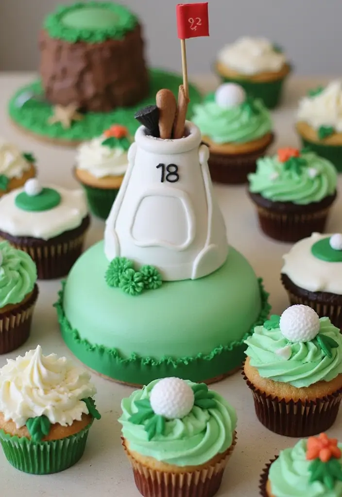 27 Golf Themed Bridal Shower Ideas That Are Unique And Fun - 6. Themed Cupcakes and Cake