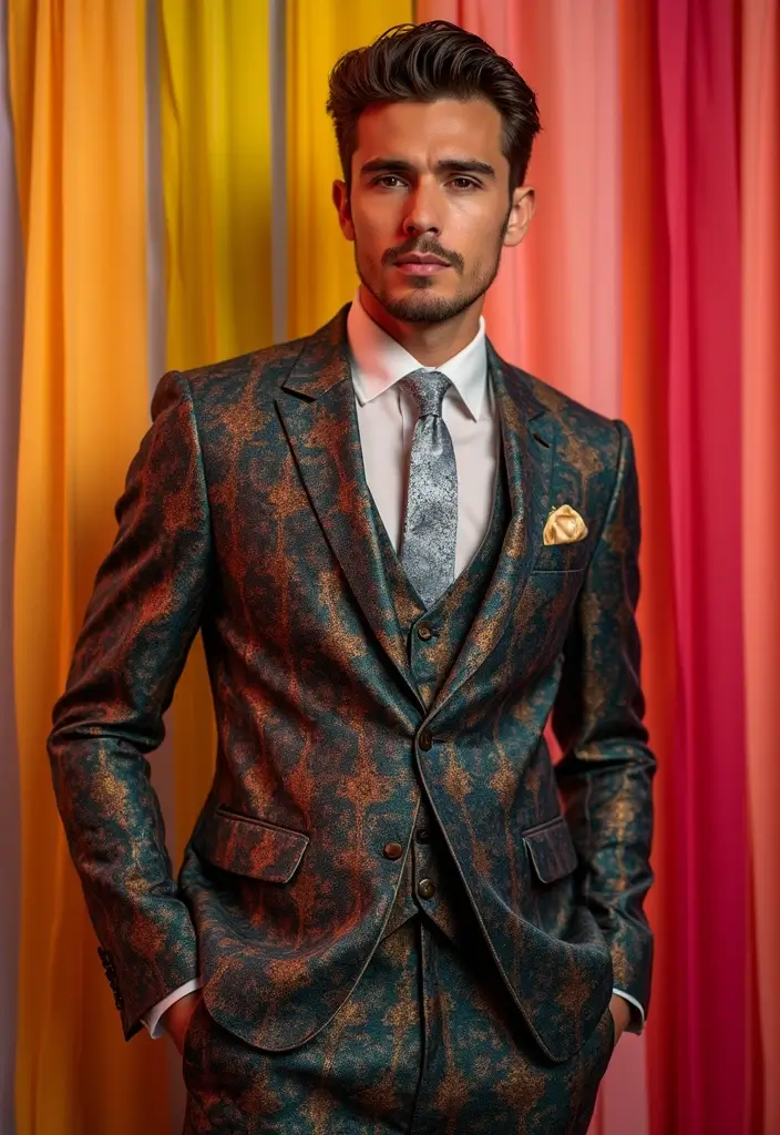 27 Groom Suit Ideas That Fit Every Style - 26. Mix of Patterns and Textures