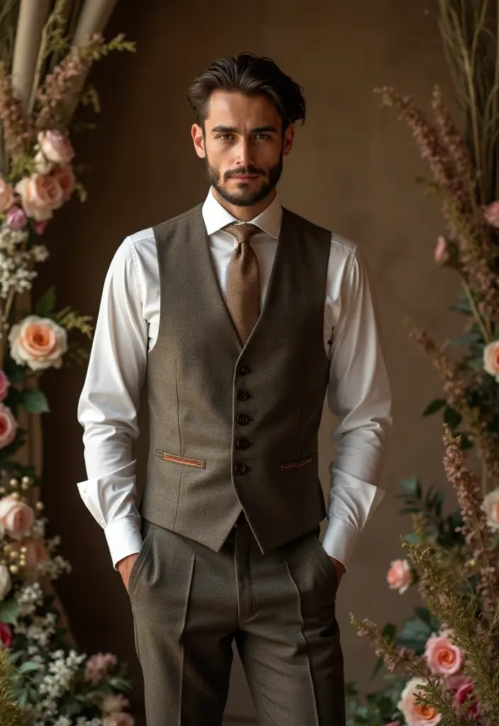 27 Groom Suit Ideas That Fit Every Style - 6. Stylish Waistcoat Ensemble