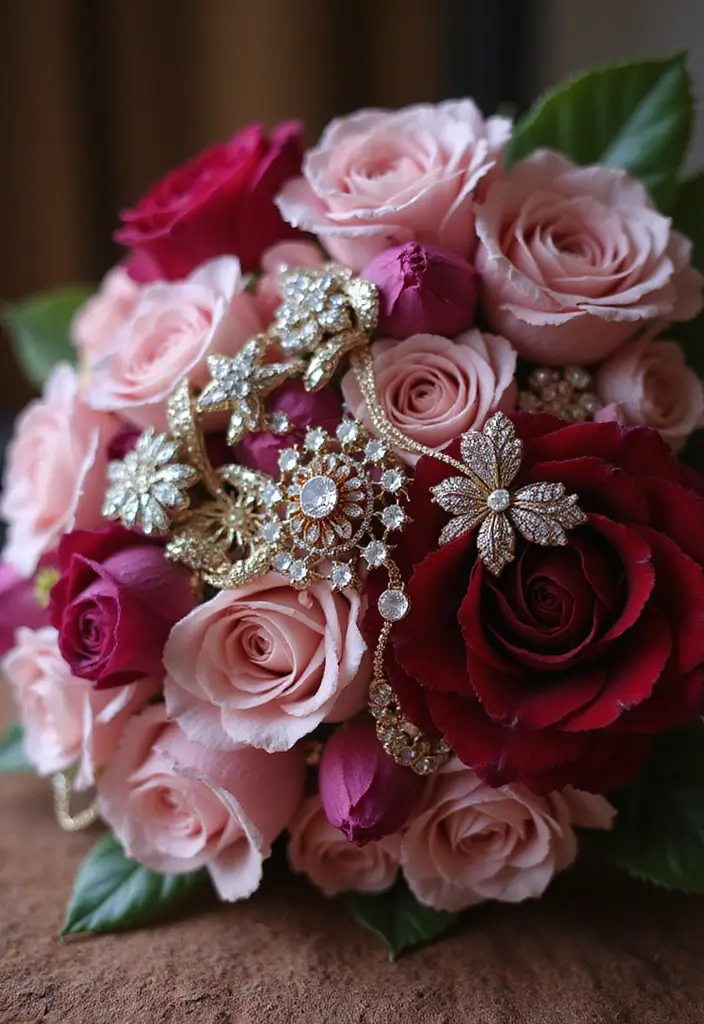 27 Ideas De Ramos De Flores Hermosas Y Originales - 17. Ramos de Flores con Joyería