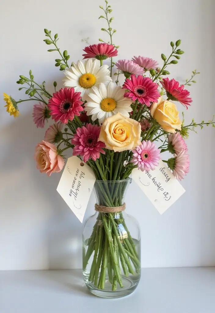 27 Ideas De Ramos De Flores Hermosas Y Originales - 27. Ramos de Flores con Mensajes Personalizados