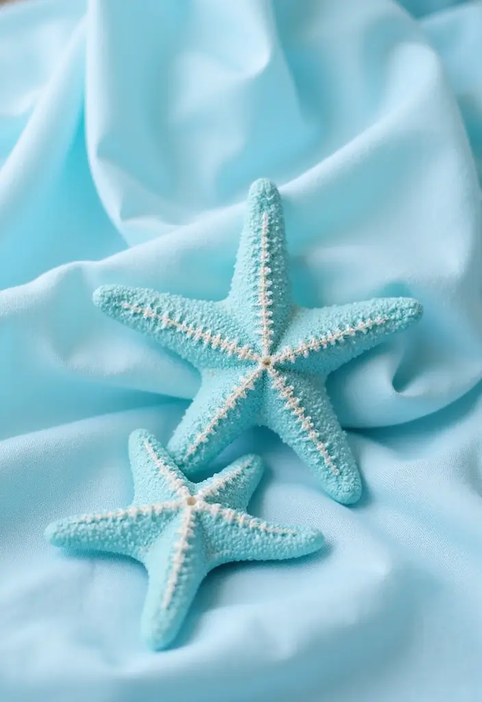 27 Light Blue Wedding Decorations Backdrop Ideas That Feel Dreamy - 14. Light Blue Starfish Decor