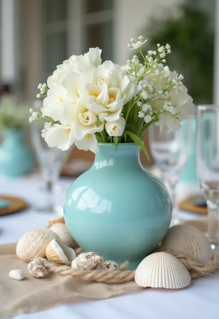 27 Light Blue Wedding Decorations Backdrop Ideas That Feel Dreamy - 16. Nautical-Themed Centerpieces