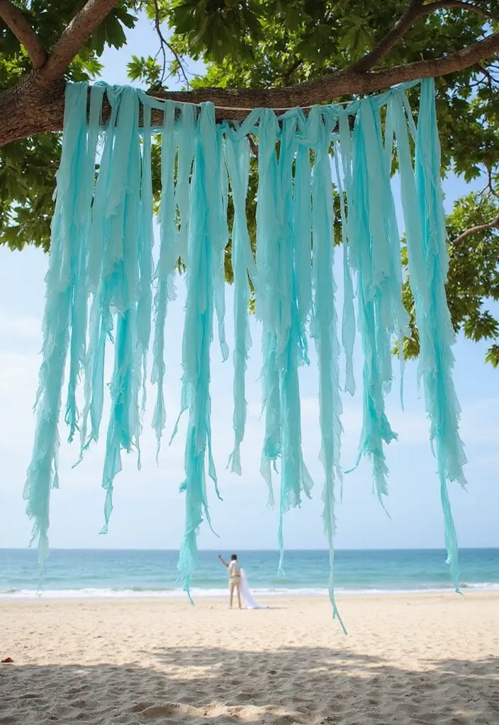 27 Light Blue Wedding Decorations Backdrop Ideas That Feel Dreamy - 26. Light Blue Streamers