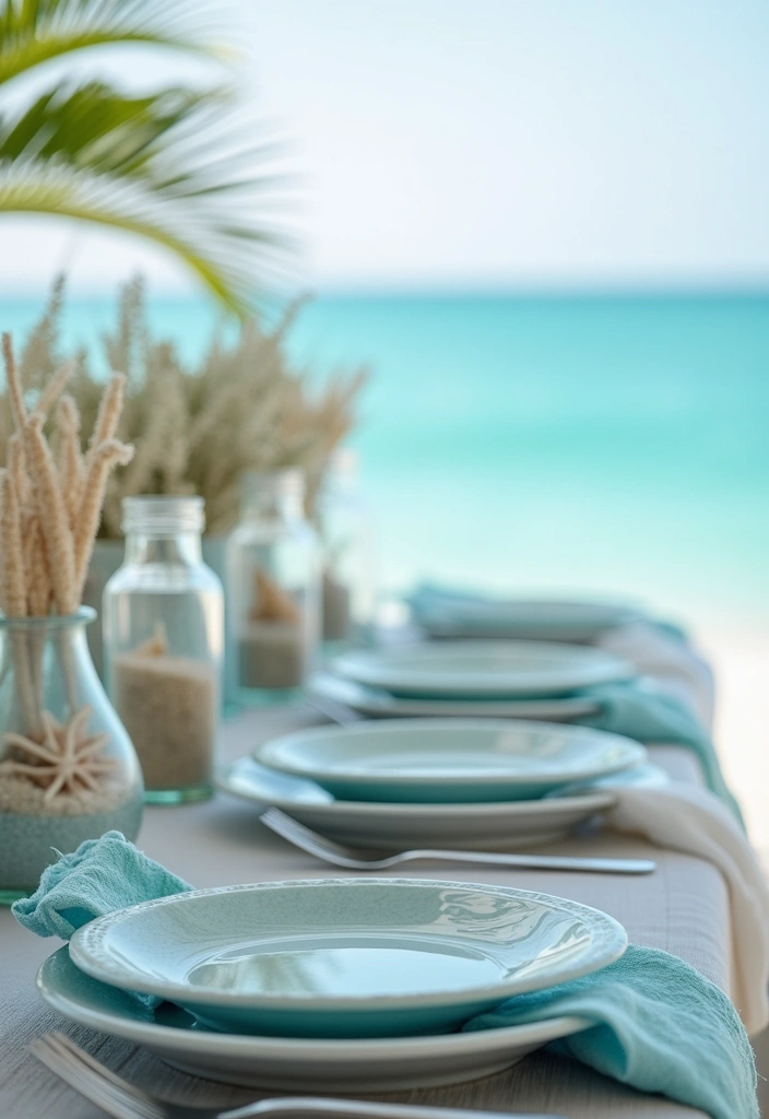 27 Light Blue Wedding Decorations Backdrop Ideas That Feel Dreamy - 6. Ocean-Themed Table Settings