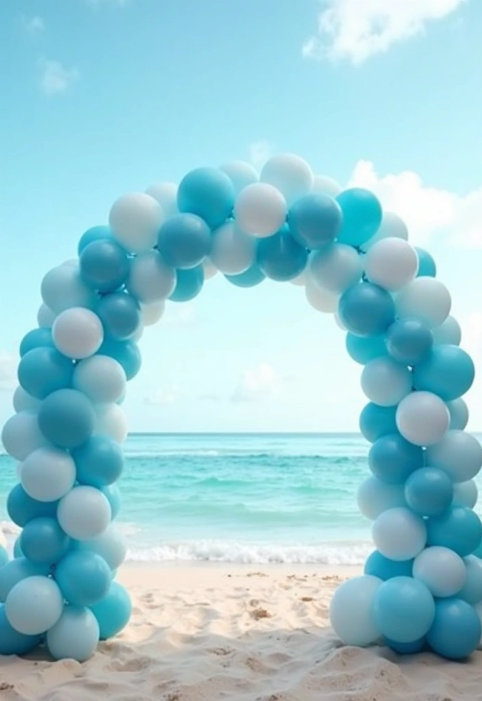 27 Light Blue Wedding Decorations Backdrop Ideas That Feel Dreamy - 7. Light Blue Balloon Arches