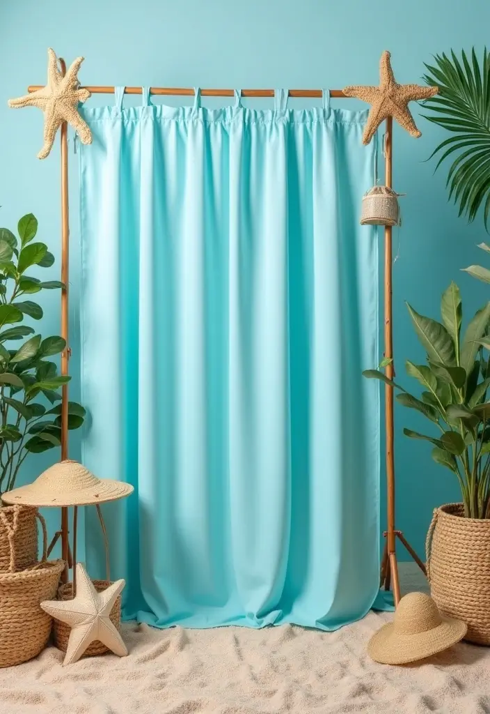 27 Light Blue Wedding Decorations Backdrop Ideas That Feel Dreamy - 9. Coastal-Themed Photo Booth