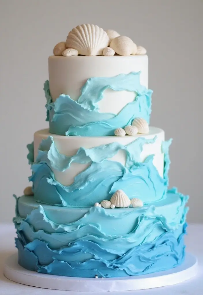27 Moana Cake Ideas With Tropical Charm - 15. Ocean Breeze Whirls