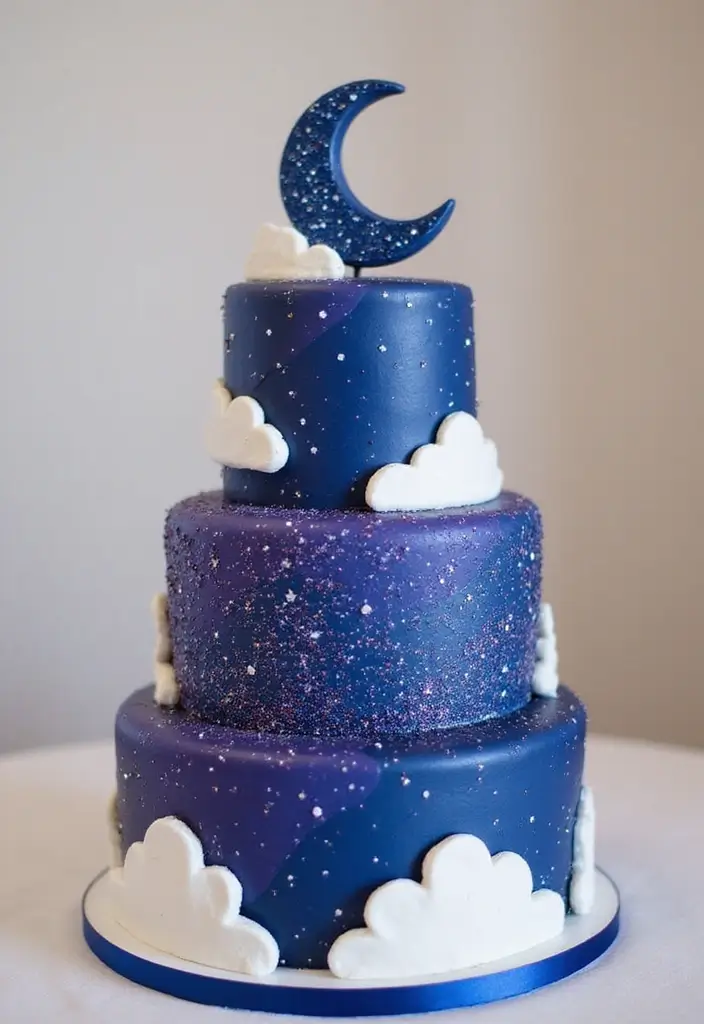 27 Moana Cake Ideas With Tropical Charm - 18. Glittering Starry Night