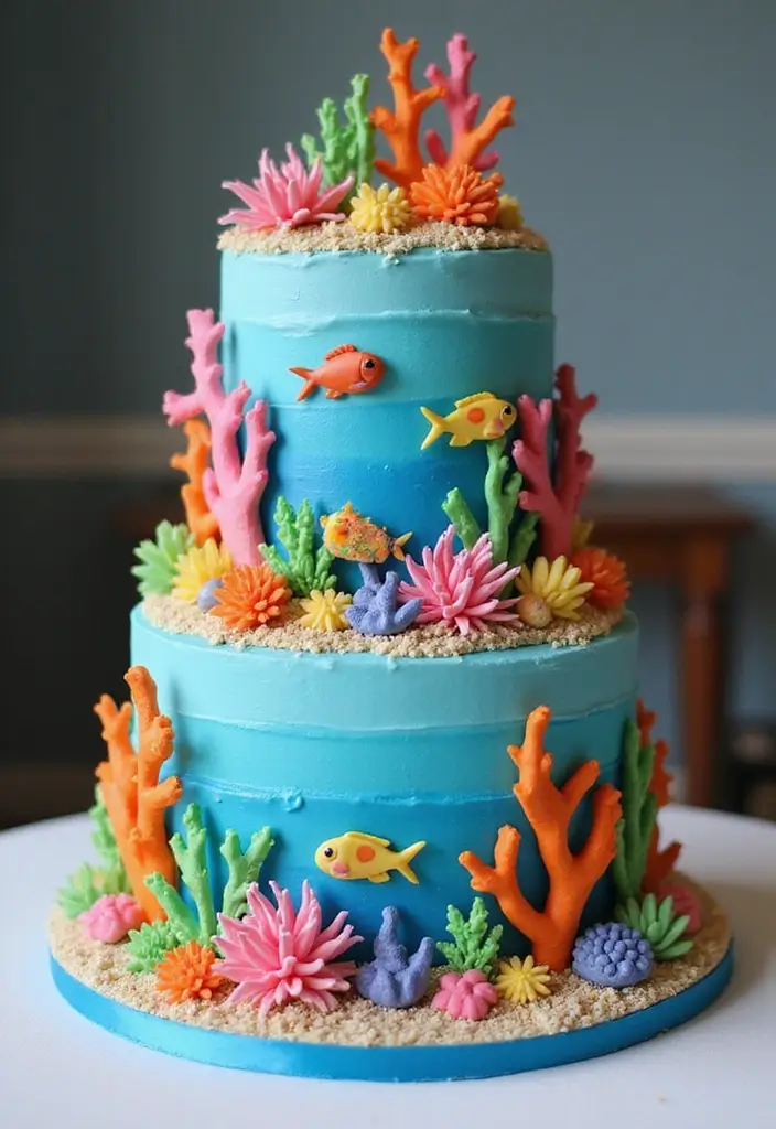 27 Moana Cake Ideas With Tropical Charm - 19. Under the Sea Adventure