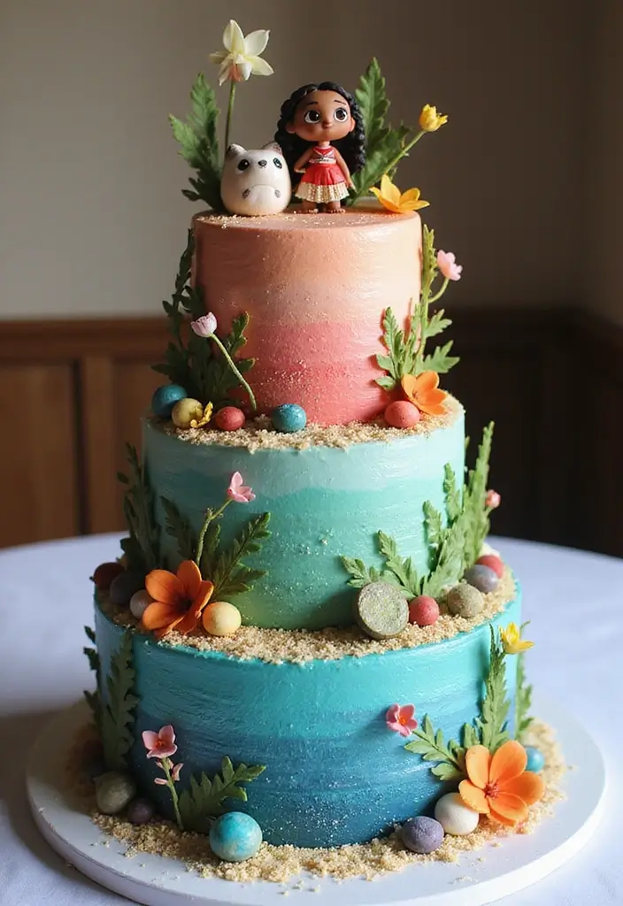 27 Moana Cake Ideas With Tropical Charm - 26. Magical Moana Experience