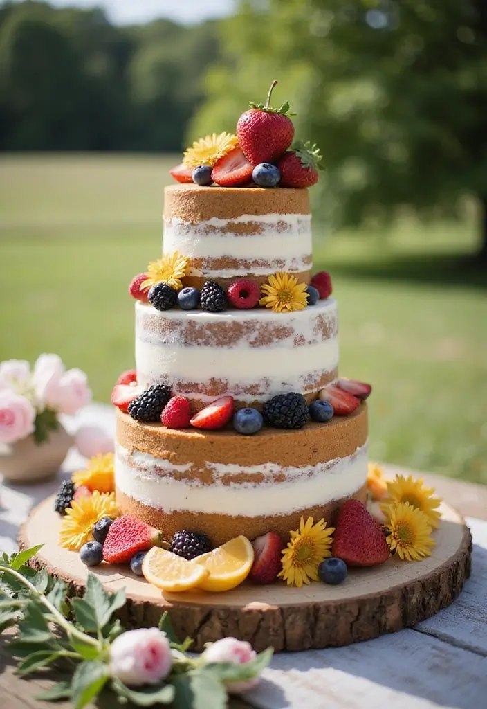 27 Picnic Wedding Ideas For Romantic Outdoor Ceremonies - 11. Elegant Picnic Cake