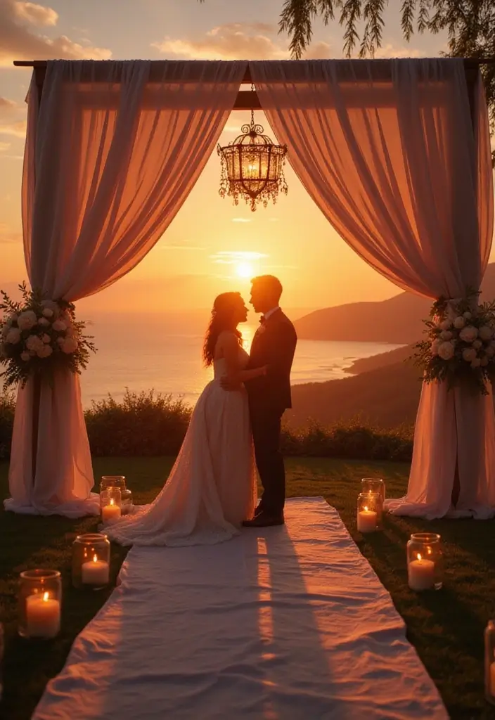 27 Picnic Wedding Ideas For Romantic Outdoor Ceremonies - 24. Dreamy Sunset Ceremony