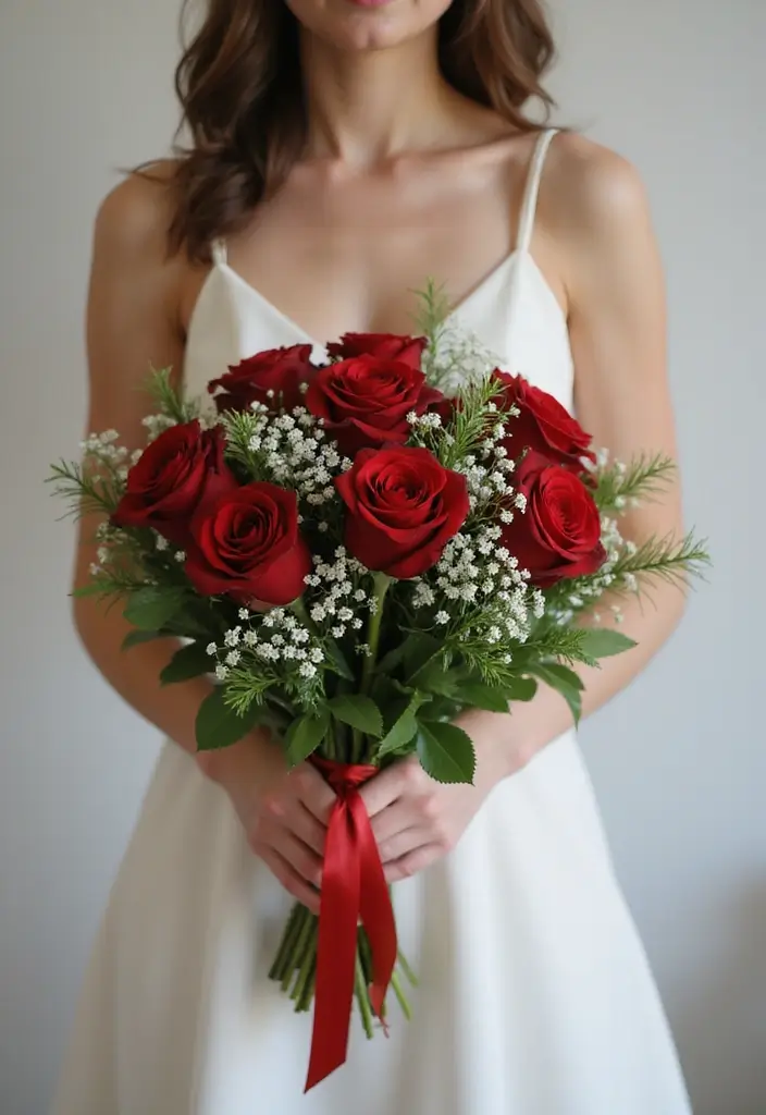 27 Red Prom Bouquet Ideas That Pop With Color - 1. Classic Red Roses
