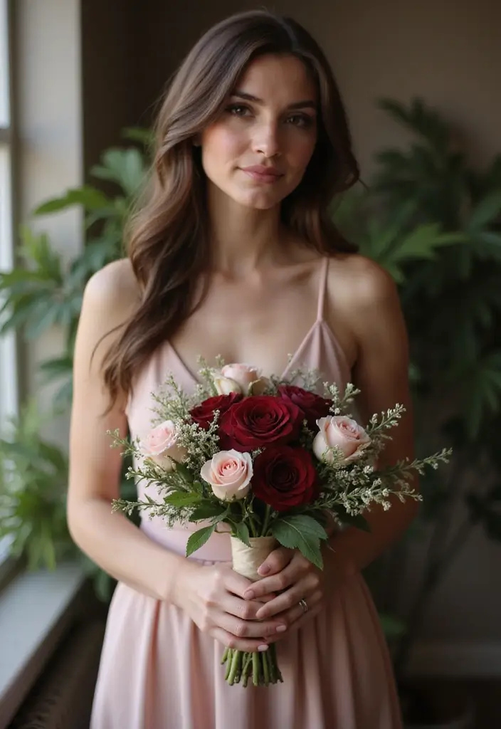 27 Red Prom Bouquet Ideas That Pop With Color - 16. Red and Blush Bouquet