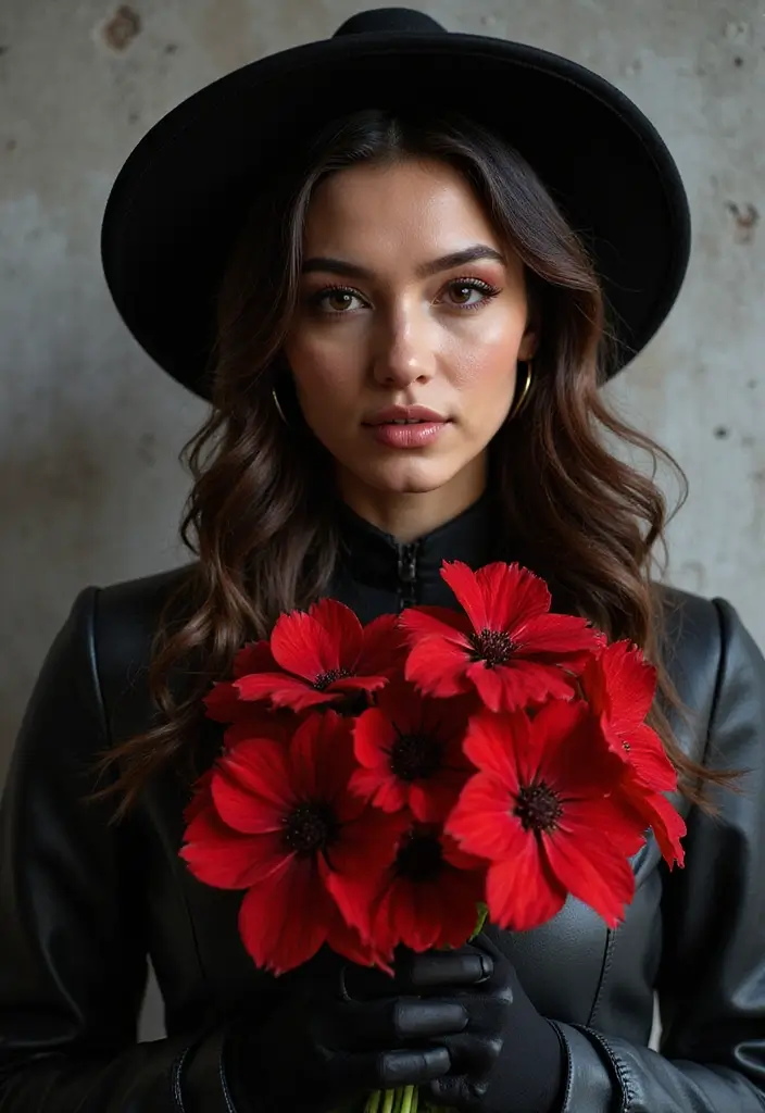 27 Red Prom Bouquet Ideas That Pop With Color - 25. Unique Red and Black Arrangement