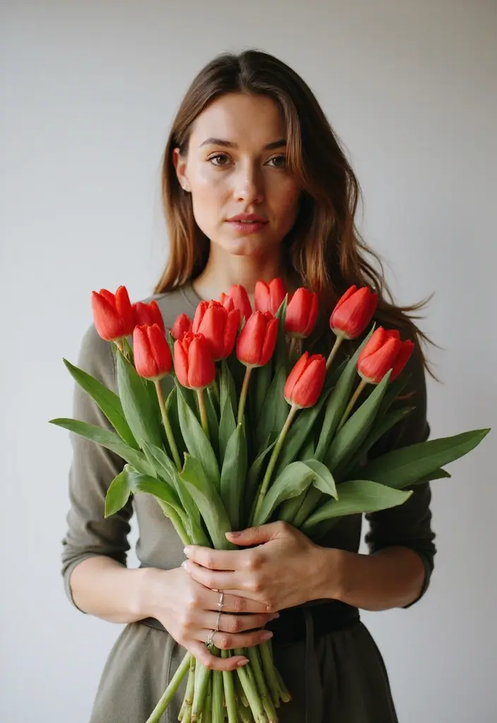 27 Red Prom Bouquet Ideas That Pop With Color - 8. Sunkissed Red Tulips