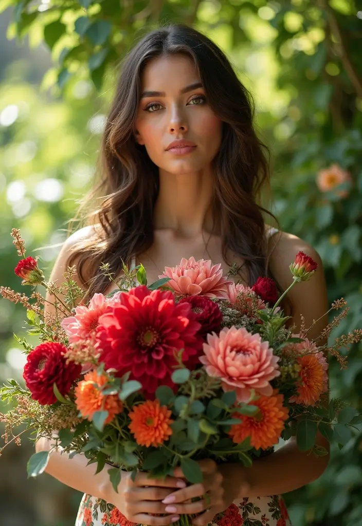 27 Red Prom Bouquet Ideas That Pop With Color - 9. Lush Red Dahlia Arrangement