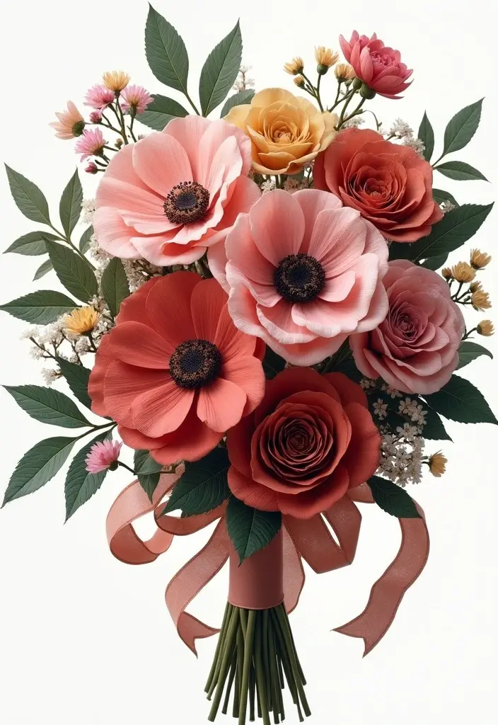 27 Ribbon Bouquet Ideas That Look Beautiful - 12. Textured Layers