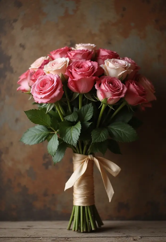 27 Ribbon Bouquet Ideas That Look Beautiful - 16. Ribbon-Wrapped Stems