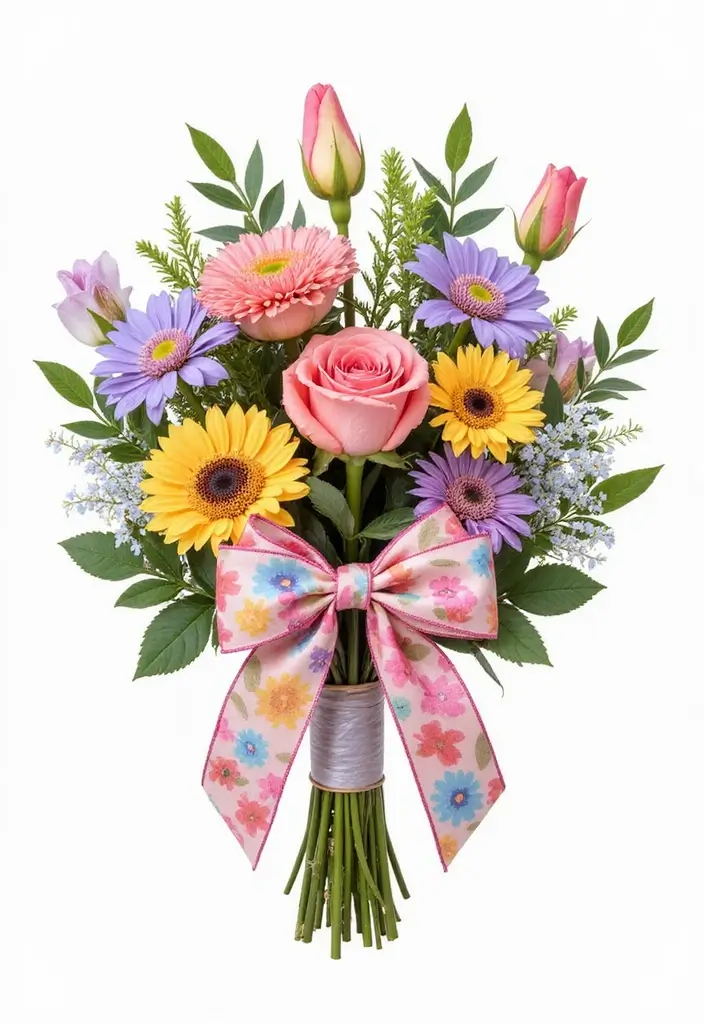 27 Ribbon Bouquet Ideas That Look Beautiful - 19. Hand-Painted Ribbons