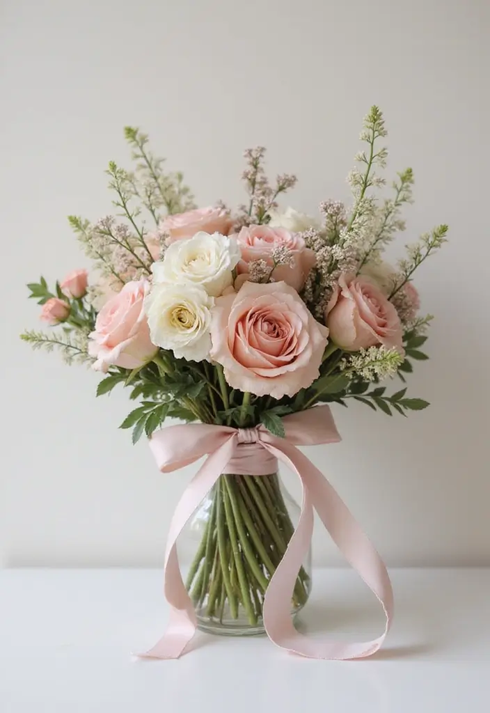 27 Ribbon Bouquet Ideas That Look Beautiful - 26. Minimal Ribbon Accents