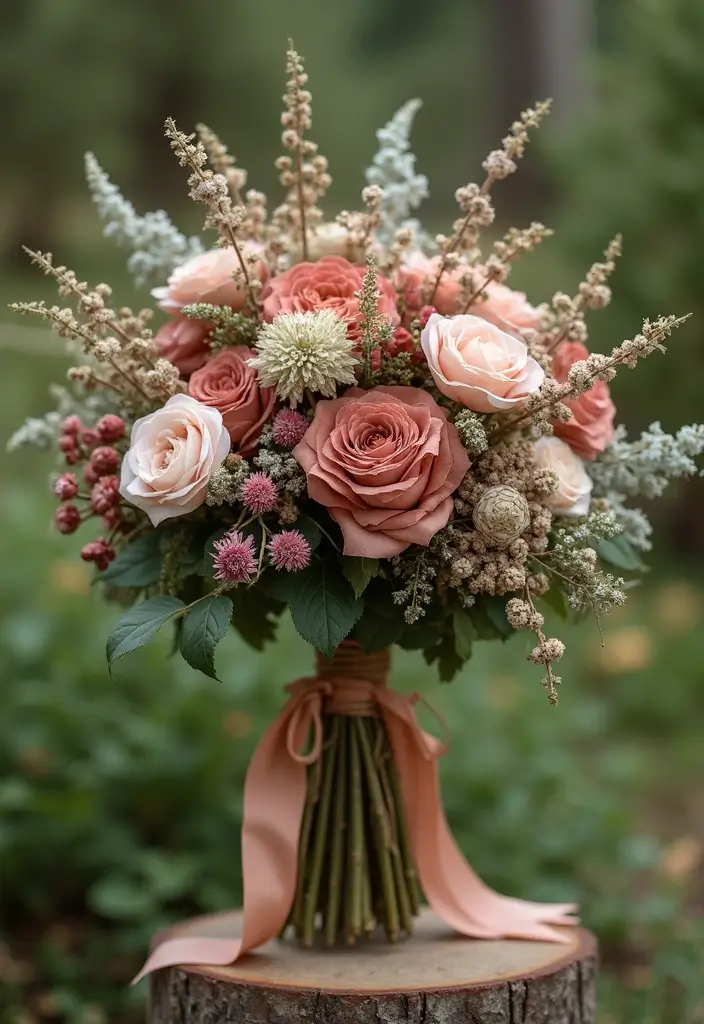 27 Ribbon Bouquet Ideas That Look Beautiful - 3. Rustic Elegance