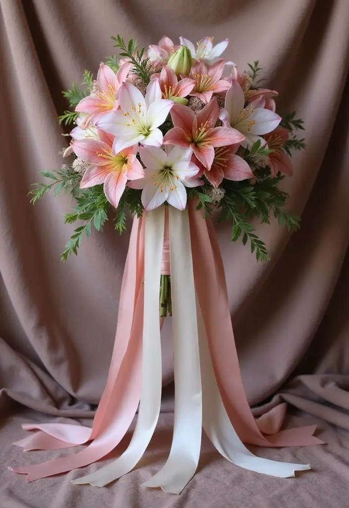 27 Ribbon Bouquet Ideas That Look Beautiful - 4. Romantic Cascading Bouquets