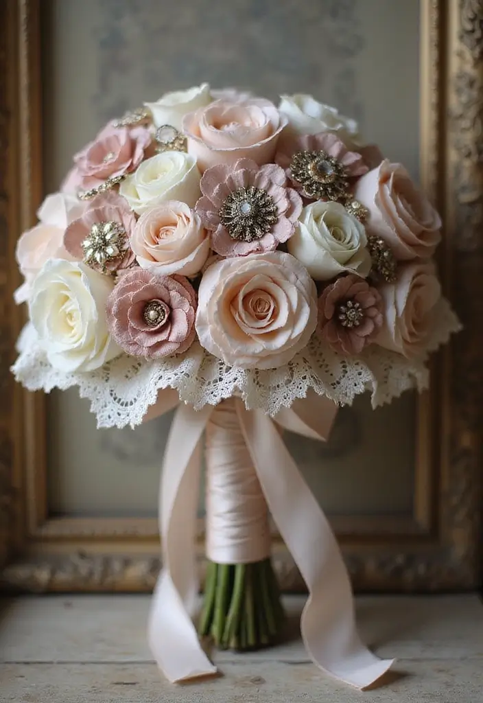27 Ribbon Bouquet Ideas That Look Beautiful - 7. Vintage Inspired Bouquets