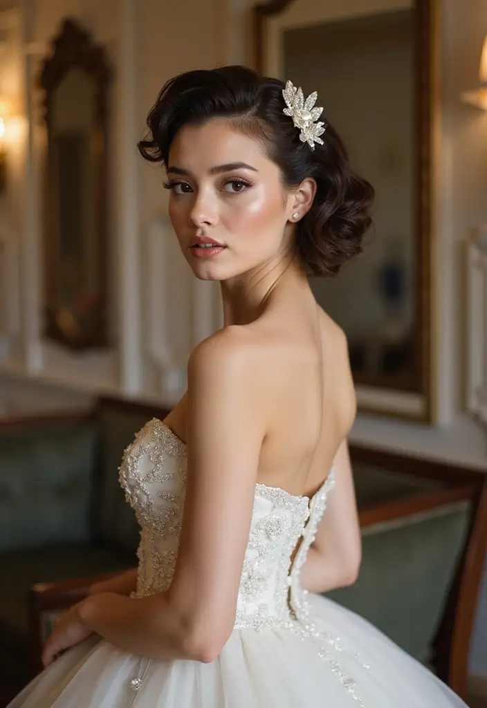 27 Short Hair Wedding Ideas That Look Stunning - 10. Retro Bouffant Style for Short Hair