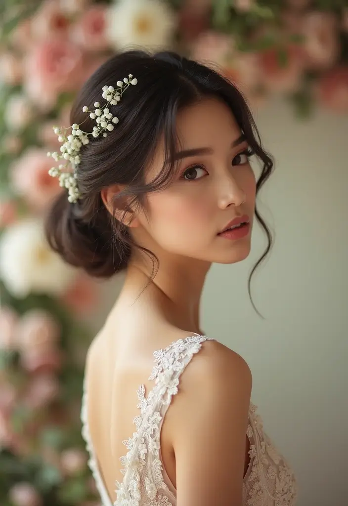 27 Short Hair Wedding Ideas That Look Stunning - 16. Short Hair with a Half-Up Style