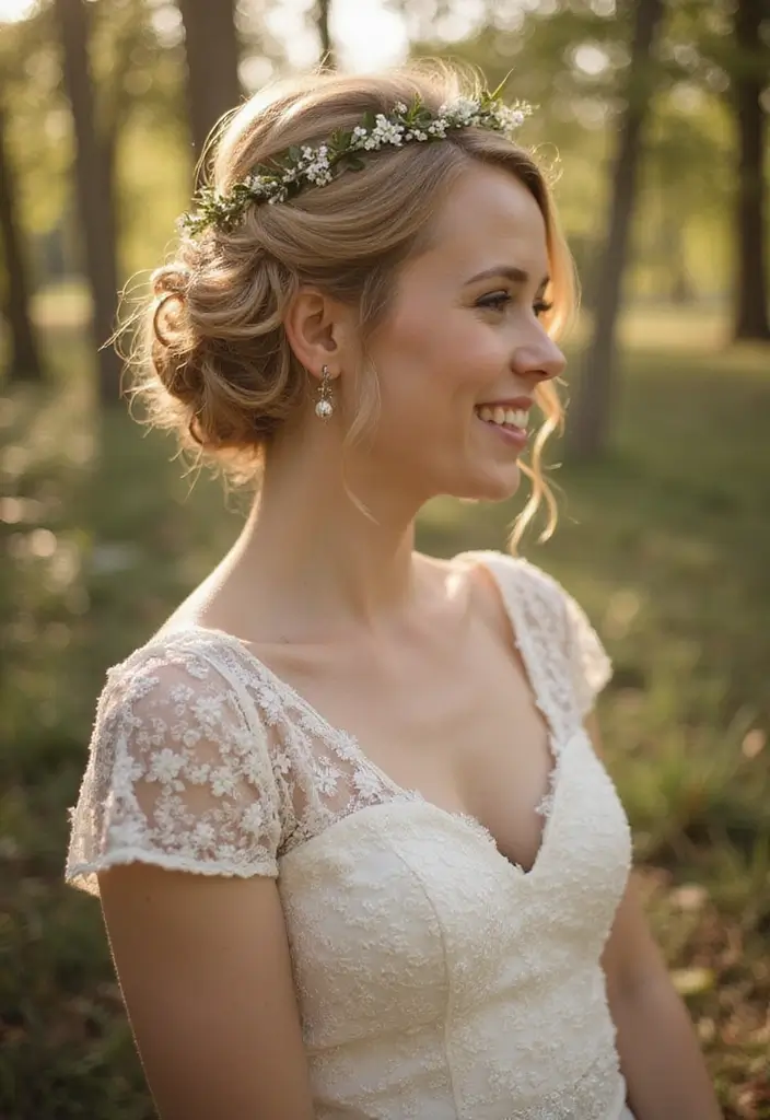 27 Short Hair Wedding Ideas That Look Stunning - 18. Soft Curls with a Headband