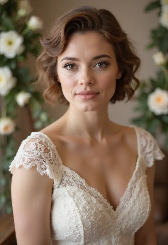 27 Short Hair Wedding Ideas That Look Stunning - 26. Vintage-Inspired Short Hair with a Twist