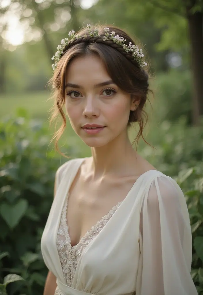 27 Short Hair Wedding Ideas That Look Stunning - 4. Bohemian Braided Crown