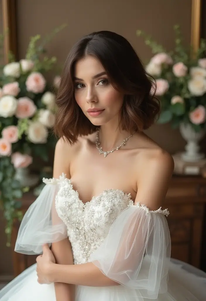 27 Short Hair Wedding Ideas That Look Stunning - 6. Modern Bob with Retro Flair