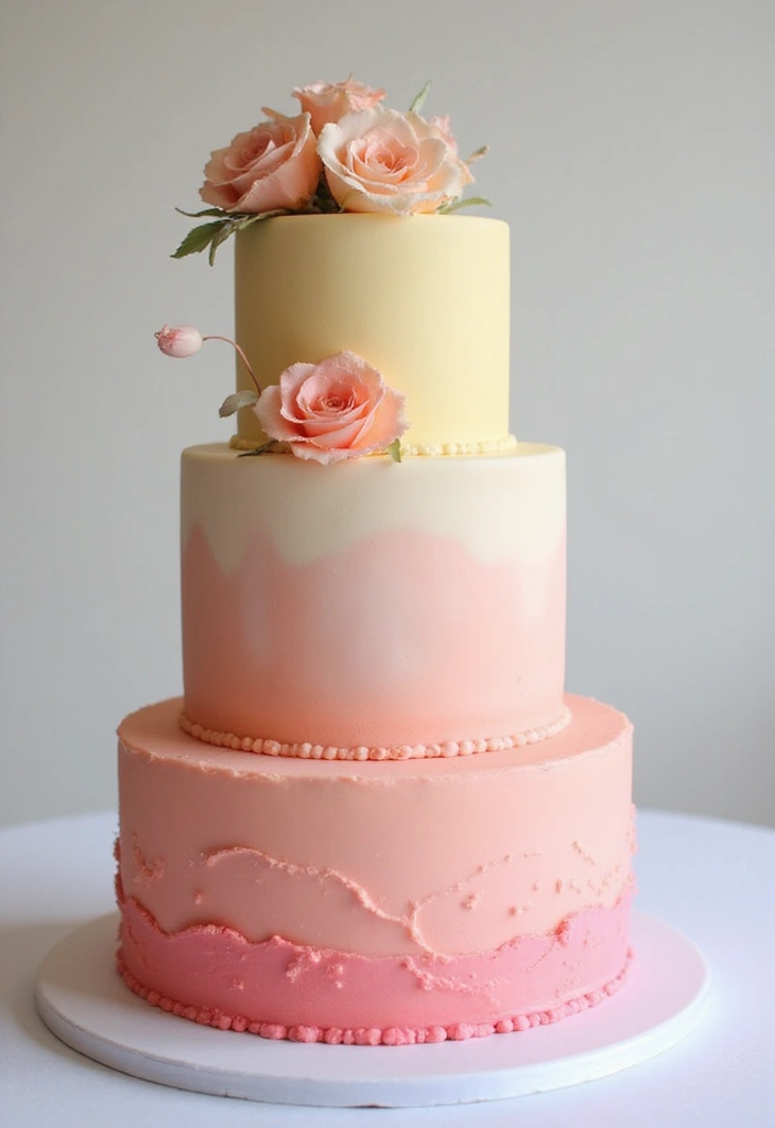 27 Simple Wedding Cake Ideas That Still Impress Guests - 14. Ombre Cake Designs